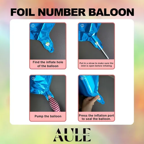 Miniatura 6 de AULE Globos grandes de 40 pulgadas con números 0 azules, globos grandes de números de aluminio, decoraciones de fiesta de cumpleaños de helio