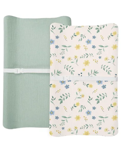 Miniatura 19 de Juego de 2 fundas para cambiador para bebé niño y niña, fundas de muselina para cambiador con estilo bohemio, ropa de cama neutra para guardería