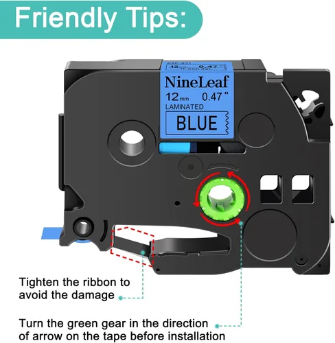 Miniatura 3 de NineLeaf Paquete de 6 cintas de etiquetas compatibles con Brother TZ TZe TZe-531 TZe531 TZ-531 TZ531 0.472 in 1/2 pulgadas, negro sobre azul