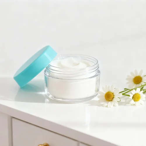 Miniatura 7 de Tarros cosméticos de plástico transparente con tapas blancas (verde)
