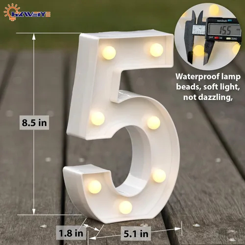 Miniatura 2 de HXWEIYE Letrero con luces LED para números iluminados-5, luces LED para carteles con números de marquesina y 26 letras del alfabeto y 10 números