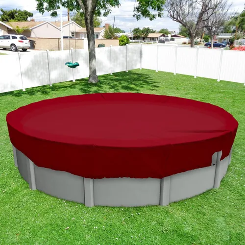 Miniatura 10 de Windscreen4less Cubierta de seguridad redonda impermeable para piscina de invierno de 9 pies con cable de alambre a lo largo de los bordes