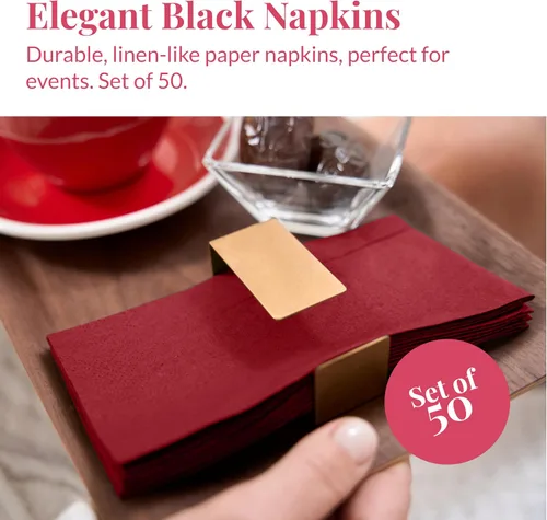 Miniatura 2 de Prestee Servilletas rojas para mesa, desechables, toallas de mano de papel suaves y absorbentes para cenas y todo tipo de eventos, servilletas