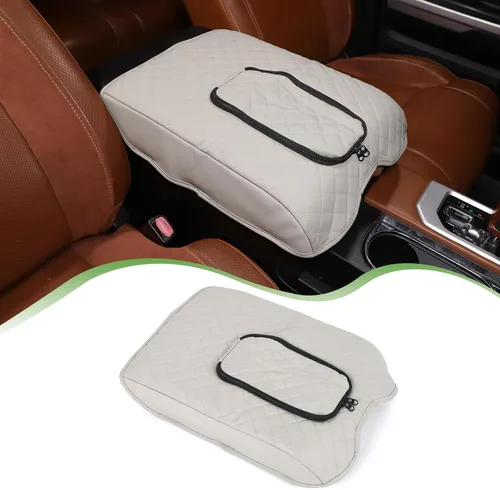 Miniatura 12 de Funda de Reposabrazos para Consola Central de Coche, Compatible con Toyota Tundra 2007-2021, Funda de Reposabrazos de Cuero Impermeable, Cojín Negro