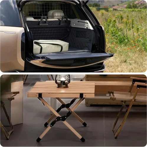 Miniatura 6 de Mesa plegable portátil, mesa de bambú de 4 pies para acampar al aire libre, mesa de picnic baja para sentarse en el suelo, mesa plegable de playa