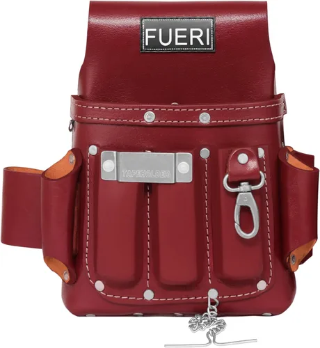 FUERI Bolsos de Herramientas de Cuero para Carpintero y Electricista, Cinturón Organizador de 4 Bolsillos Profesional de Alta Resistencia para