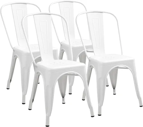Miniatura 13 de Furmax Silla de comedor de metal para uso en interiores y exteriores, apilable, clásica, Trattoria, elegante, comedor, bistró, cafetería, sillas
