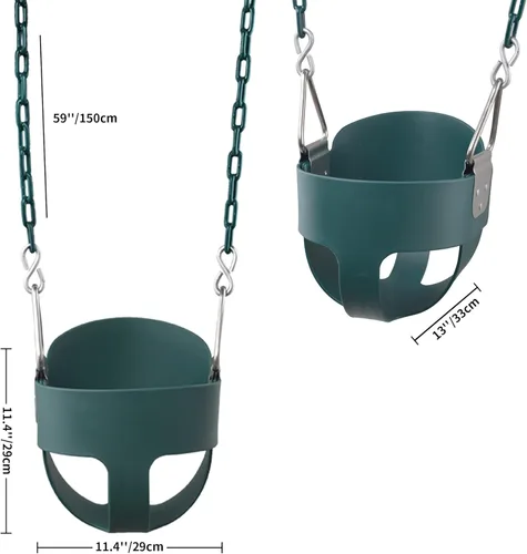 Miniatura 5 de KINSPORY Columpio para niños pequeños, cadenas de hierro recubiertas de 59" para bebé, columpio al aire libre, asiento de columpio para bebés