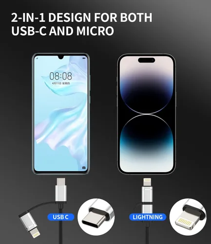 Miniatura 6 de Adaptador de cable OTG para iPhone (2 en 1) USB-A hembra a USB C Lightning macho convertidor para Apple para iPhone 15 Pro Max Plus para iPad Air
