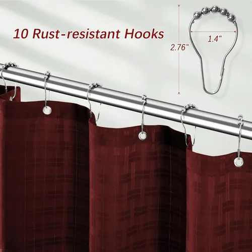 Miniatura 4 de PANGSINNE Cortina de ducha para cubículo de 60 pulgadas - Cortina de ducha de tela gruesa resistente para baño, juego de cortina de baño de lujo