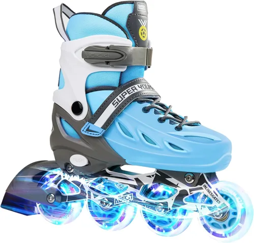 Miniatura 9 de SUPER YOUNGSTER Patines en línea ajustables para niños y niñas de 4 a 12 años con ruedas iluminadas, patines en línea para niños y niñas Púrpura