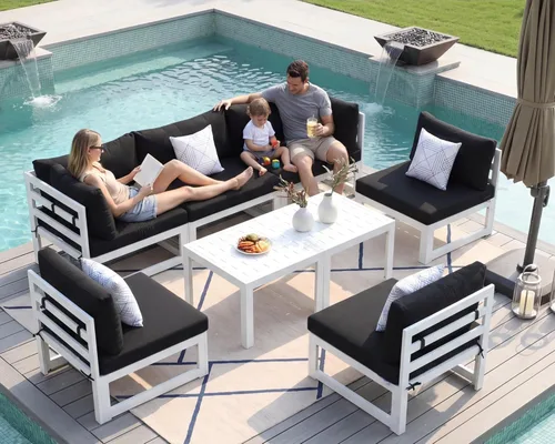 Miniatura 47 de NICESOUL - Juego de 10 muebles de patio extra grandes de aluminio moderno, sofá para exteriores con asiento de 29" de profundidad y ancho, 500 lbs