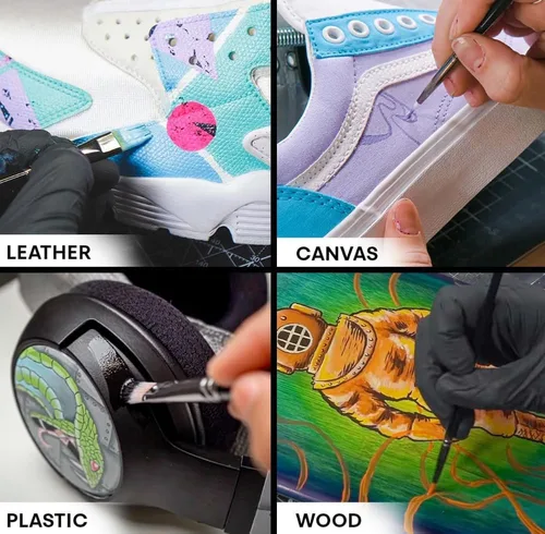Miniatura 3 de Angelus - Pintura acrílica para cuero, 4 Fl Oz, color blanco - Pintura para cuero profesional flexible, resistente a grietas, arañazos