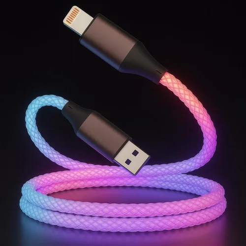 Miniatura 7 de Cable de carga para iPhone, cables Lightning LED que cambian de color, certificado Apple MFi, cable de carga rápida USB para Apple iPhone 13, 12, 11