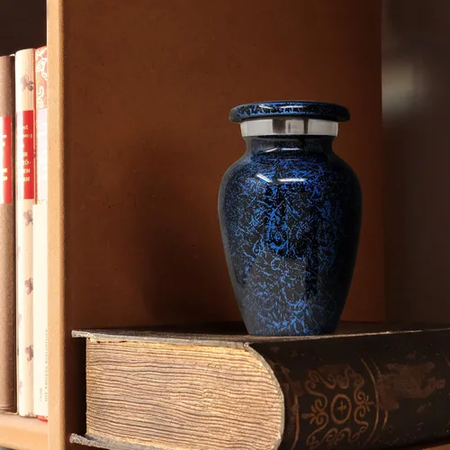 Miniatura 5 de Urna de cremación de recuerdo azul pequeña para cenizas humanas Urnas conmemorativas en miniatura Recuerdo de cremación personal para hombres