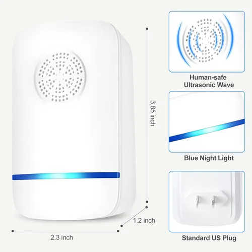 Miniatura 7 de Repelente ultrasónico de plagas, repelente electrónico de plagas, enchufe para control de plagas para mosquitos, ratones, hormigas, cucarachas