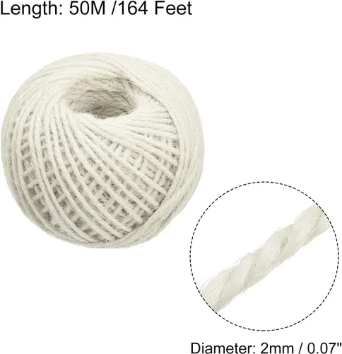 Miniatura 2 de MECCANIXITY Cuerda de yute de 164 pies de 0.079 in, cuerda de yute, cuerda de yute natural, color beige, para manualidades, jardinería, agrupación