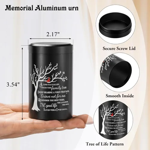 Miniatura 2 de SOITIS Juego de 4 urnas pequeñas para recuerdo de cenizas humanas, mini urnas de acero inoxidable de 3.54 pulgadas para cenizas, urnas de cremación