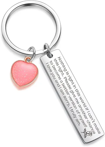 ZNOSVEI Llavero para mamá con texto en inglés "Sorry Key", regalo de disculpa, perdóname, joyería para marido, regalo para abuela