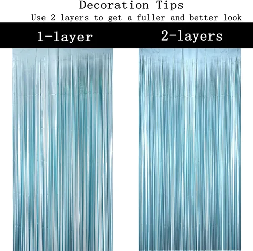 Miniatura 3 de Cortinas de flecos de papel de oropel azul – Bajo el mar, baby shower, cumpleaños, fondos de fotos, despedida de soltera, boda, despedida