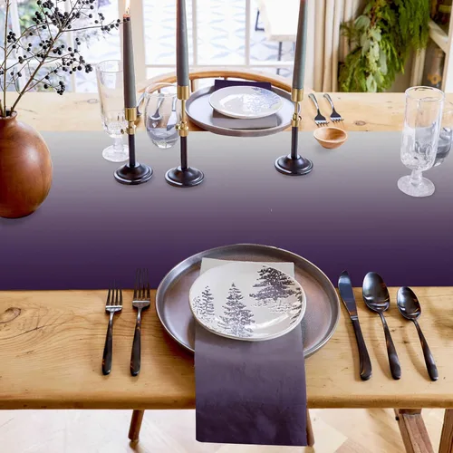 Miniatura 6 de Artwork Store Camino de mesa de lino y algodón morado, para mesa de comedor, decoración de cocina de granja, decoración de cena de vacaciones, 13 x