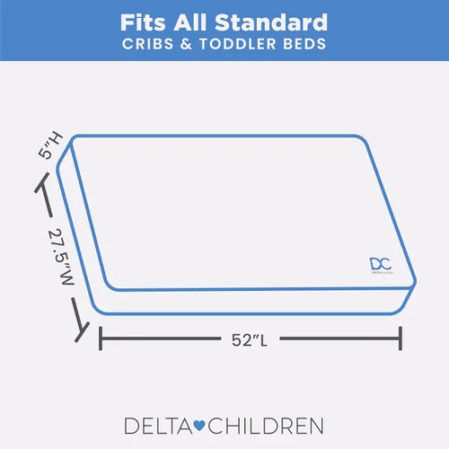 Miniatura 3 de Delta Children Twinkle Stars - Colchón para cuna y niños pequeños con funda transpirable y extraíble lavable a máquina, GREENGUARD Gold, cama
