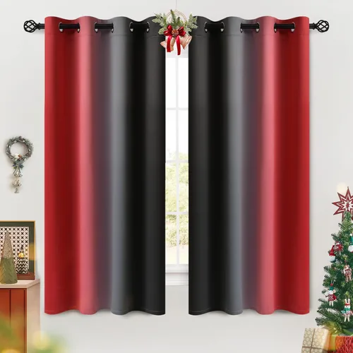 Miniatura 149 de COSVIYA Cortinas 100% Opacas Azul Degradado con Lazos Ajustables para Cocina Aislamiento Térmico Oscurecimiento de Habitación Cenefa con Bolsillo