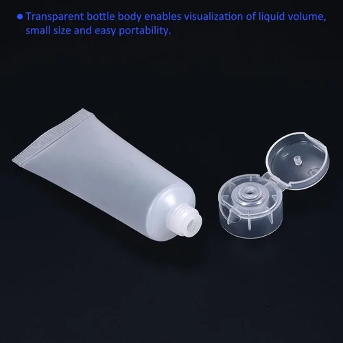 Miniatura 5 de M METERXITY Paquete de 50 botellas de viaje recargables, champú acondicionador, tubos cosméticos vacíos con tapa abatible para viajes domésticos