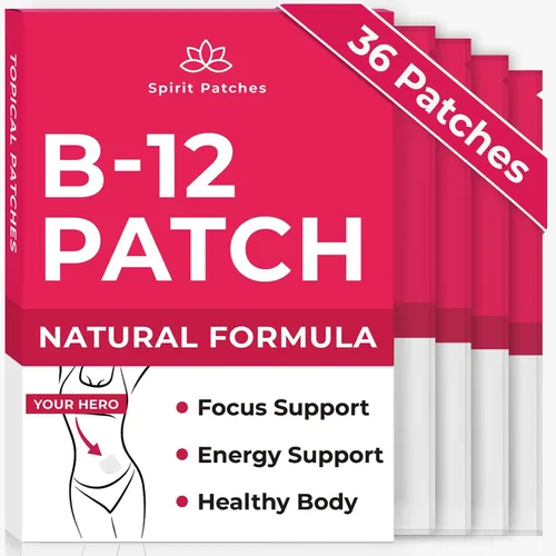 Parches B12 (paquete de 36) – Parches vitamínicos 100% naturales para mujeres, energía, concentración y apoyo corporal, parches transparentes