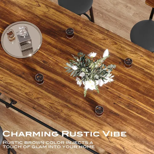 Miniatura 6 de Tribesigns Mesa de bar, mesa de pub industrial de altura de mostrador con reposapiés de metal, mesa de comedor rectangular de madera de 63 pulgadas