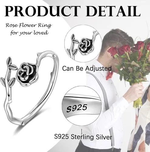 Miniatura 19 de CANDYFANCY Anillo de nudo celta de plata de ley 925 abierto para el dedo medio nudillo para mujer, tamaño ajustable 4-7