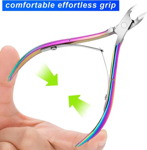 Miniatura 4 de Paquete de 4 pinzas de cutículas, recortadora de cutículas de acero inoxidable de alta calidad para manicura y pedicura en el hogar, spa/salón