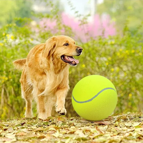Miniatura 9 de Pomeat 2 pelotas de tenis Gaint para perros, pelotas de tenis inflables grandes de 9.5 pulgadas, juguete masticable para mascotas, pelotas de 2