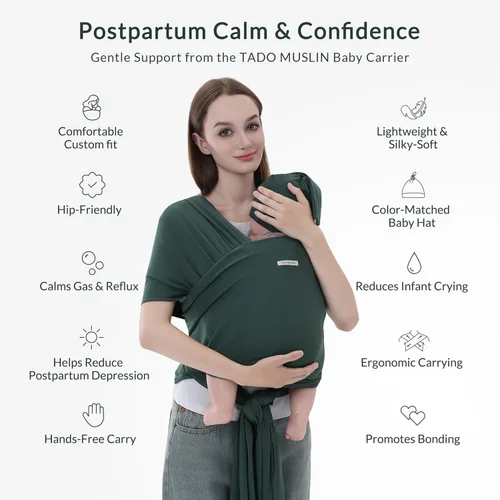 Miniatura 3 de TADO MUSLIN Portabebés para recién nacidos a niños pequeños (8-35 libras), eslinga modal suave elástica, transpirable para todas las estaciones