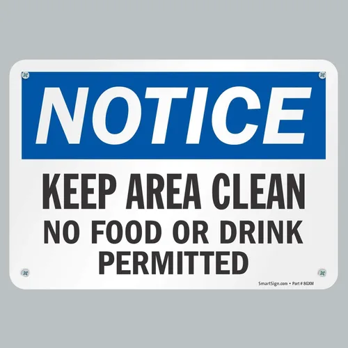Miniatura 4 de SmartSign - S-8382-EU-10 Aviso - Mantenga el área limpia, no se permiten alimentos ni bebidas, vinilo laminado de 7 x 10 pulgadas (paquete de 2)