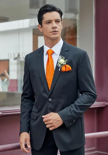 Miniatura 86 de Corbatas florales tejidas clásicas para hombre, corbata cuadrada de bolsillo, corbatas formales para hombres, boda con pañuelo