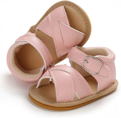 SOFMUO Sandalias brillantes con lazo para bebés, niñas y niños, suela de goma antideslizante y suave de primera calidad, zapatos de verano para