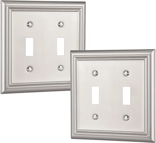 Miniatura 29 de DEWENWILS Paquete de 4 placas de pared de metal, cubierta de interruptor de palanca individual, resistente a la corrosión, níquel cepillado
