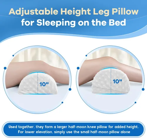 Miniatura 5 de anzhixiu Almohada de pierna de media luna para dormir de espalda, almohada de altura ajustable debajo de la rodilla para tobillos, almohada