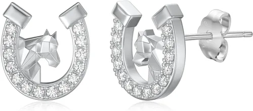 Aretes de plata de ley con diseño de animales para mujer, diseño de herradura, vaca, mariposa, gato, perezoso, koala, ajolote, erizo, ardilla,