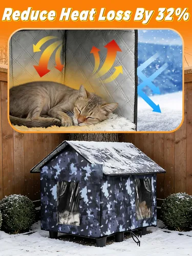 Miniatura 3 de Casa elevada aislada para gatos al aire libre resistente a la intemperie, 20 x 19 x 17 pulgadas, parte superior de PVC impermeable y forro