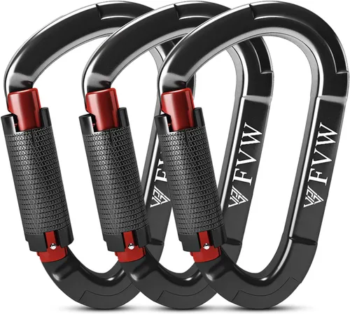 Miniatura 9 de Mosquetones de Escalada en Roca con Bloqueo Automático, Certificados UIAA Profesionales 25KN (5620 lbs) Mosquetones Resistentes para Rappel