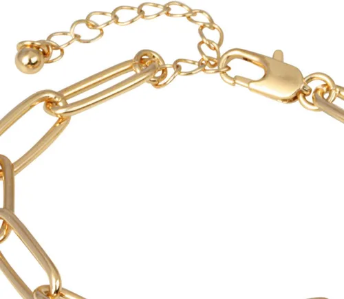 Miniatura 2 de Pulsera italiana de eslabones alargados con moneda de 20 liras, estilo clip dorado, extensor de 7 pulgadas y 3 pulgadas con cierre de langosta
