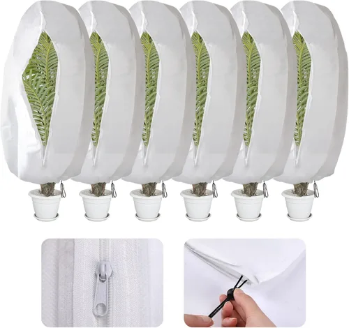 Miniatura 9 de Alpurple Paquete de 3 cubiertas de invierno con cordón para plantas, bolsas cálidas de protección para plantas, 47 x 31.5 pulgadas, manta de tela