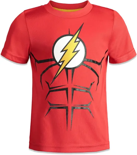 Miniatura 2 de Warner Bros. Batman Superman Flash - Conjunto de camiseta y pantalones cortos de malla para niños