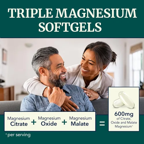 Miniatura 2 de Cápsulas blandas de triple magnesio Citrato, malato y óxido Suplemento de magnesio altamente absorbible para digestión, calambres en las piernas