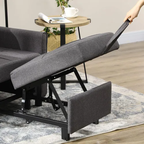 Miniatura 9 de HOMCOM Silla convertible 3 en 1, sofá cama individual multifuncional, silla extraíble con respaldo ajustable, almohada y bolsillos, color gris
