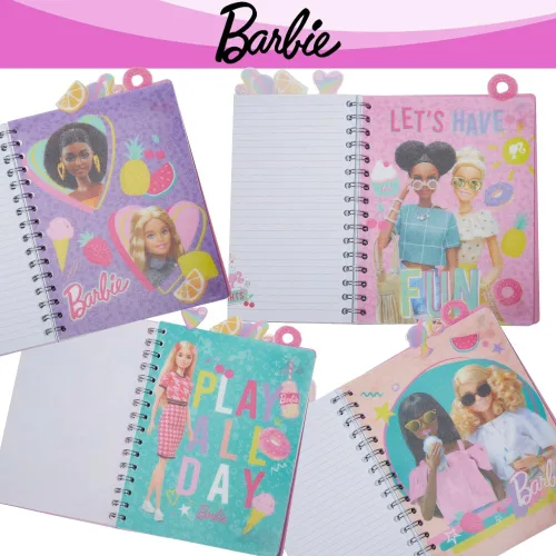 Miniatura 8 de Cuaderno de pestañas Barbie con espiral, lápiz boli, pestañas adhesivas, 96 páginas a rayas, rosa