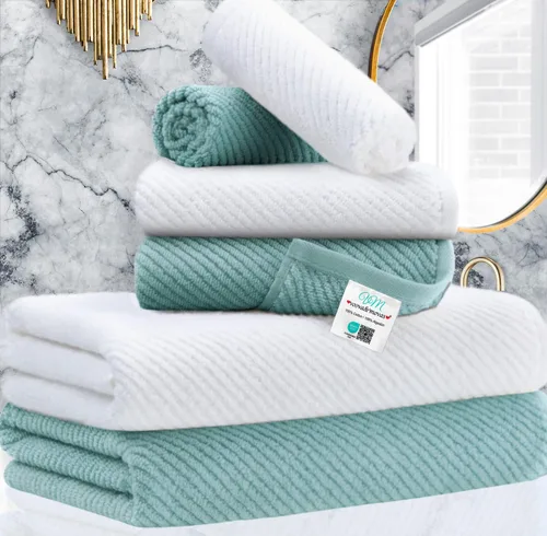 Miniatura 105 de VOOVA & MOVAS Toallas de baño amarillas – 100% algodón Secado rápido Peso Gruesas Suave, juego de 6 toallas de baño, 2 toallas grandes de 30