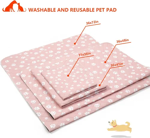 Miniatura 3 de Paquete de 2 almohadillas antideslizantes reutilizables para entrenamiento de mascotas (rosa, 36 x 41 pulgadas)